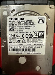 TOSHIBA 500G 2.5吋硬碟 MQ01ABF050 無壞軌 研究 報帳 救資料的最愛