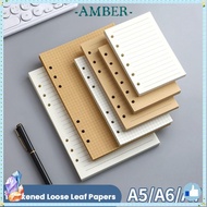 AMBER 80Sheets Notebook Refill Paper, Horizontal Line/Blank Kraft Paper Loose Leaf Paper, Simple A5/