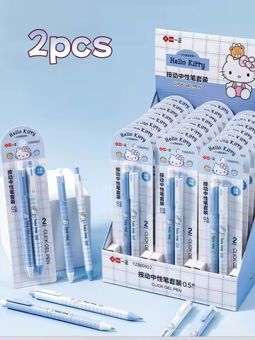 2-Pack Sanrio Hello Kitty Cinnamoroll Retractable Gel Pens, Fresh Blue and White, Retractable Pens f