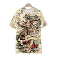 2024 Summer New Chinese Style 3D Printed T-shirt round Neck Short Sleeve Loose All-Match T-shirt