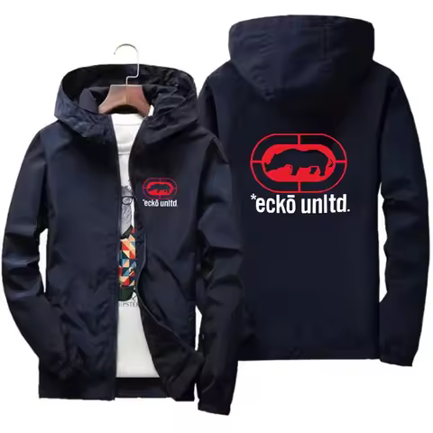 Autumn Red Rhino - Ecko Unltd Men'S Hooded Jacket Casual Zipper Jacket Outdoor Sports Coat Windbreak