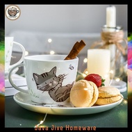 #3006   Cawan Kopi, Set Cawan Kopi, Set Cawan Kopi Seramik Kucing, Cawan Teh Merah, Cawan Kucing, Mu