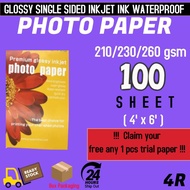4R 210/230/260gsm Glossy Photo Paper Single Sided