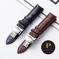 [Free Tool] Tissot Soft Cow Leather Tissot Watch Strap size 18mm 19mm 20mm Brown Black Stainless Steel Buckle - DKB01