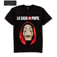 KATUN LOKAL PUTIH HITAM T-shirt MONEY HEIST film Netflix serial series drama logo Writing LA CASA DE