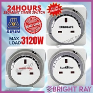 (SIRIM) EUROSAFE/RAPID-TECH/SUNSTAR 24hrs 13Amp Plug In Timer Switch Analog THEBEN type (White)