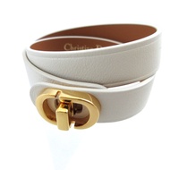 Like new Christian Dior 30 Montaigne B1760 Medium Leather Ivory White Double Bracelet 0318 [Pre-owne