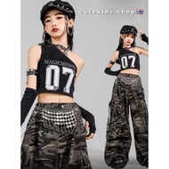 Street Dance Suit For Girls Trendy Camouflage Pants Cool Hip Hop Outfit