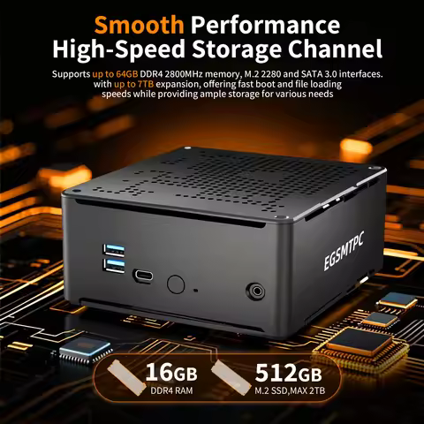 EGLOBAL Gaming Desktop Computer Core i9-10880H Mini Server PC 2*DDR4 2*NVME Dual Lan Office Design C