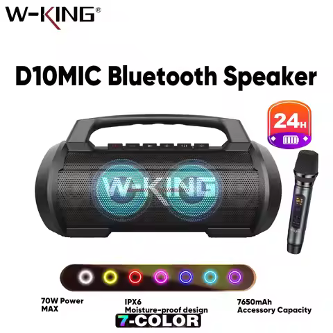 W-KING 70W Wireless Bluetooth Speaker With Wireless Microphone Portable Loud Speakers Bass Boost, DS