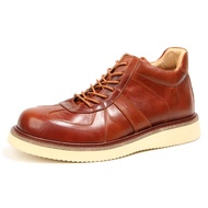 G5-3 Horse Leather Airplane Toe High-Top Shoes Retro Hand-Polished Distressed Men's Shoes Genuine Le