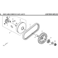 VTS 200 GTS200 SYM100%ORIGINAL BELT WEIGHT ROLLAR SLIDER (U CLIP) AIR FILTER  FRONT PULLY FAN TAIMIN