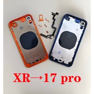 Full Assemble Titanium Flat Diy housing For XR to 17 Pro ,XR Chassis Convert to Shiny 17 Pro XR like