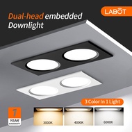 High Bright Panel Light Recessed 18W（2heads） No Flicker Anti-glare Downlight 3 Color LED Ceiling Lig