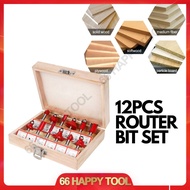 66 Happy Tool DIY 12pcs 1/4" Shank Router Bit Set