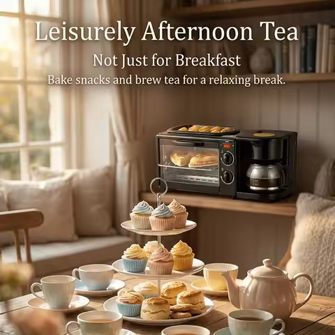 Breakfast Maker, Toaster, Sandwich Oven, Coffee Maker, Small Appliances 3-in-1 Multifunctional Home 