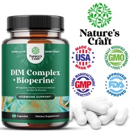 DIM Vegetarian Supplement with BioPerine and Broccoli Extract - Supports Natural Hormone Balance - Estrogen Blocker Menopause Relief