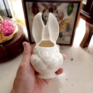 日本白色陶瓷兔子蠟燭台迷你多肉植物花盆趣味家居生活園藝擺設