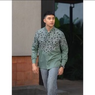 KEMEJA HIJAU NUC.ID Arjuna 05 Men's Batik Shirt Toyobo Cotton (Sage Green) baju batik lelaki