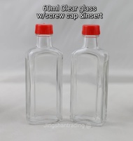 [10pcs] 60ml Botol kaca minyak urut/ Flat glass bottle for Liniment/Medicine Bottle/Botol kaca kecil