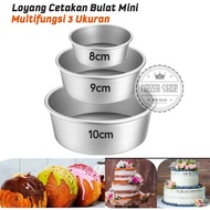 3 Loyang Bulat Cetakan Bolu Mini Pres Alumunium Size 8CM 9CM 10CM