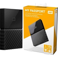 HITAM Hdd HARDIS EXTERNAL HARD DISK 2.5 INCH USB 3.0 WD MY PASSPORT 1TB 1TERA 1TERABYTE BLACK BLACK 