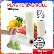Food packaging plastic bag roll (900g)  untuk bungkus makanan / sayur saiz * 9"x14"    * 10"x16" * 12"x18"