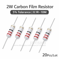 20pcs 2W Carbon Film Resistor 5% 0.1R ~ 10M 10R 22R 33R 100R 220R 330R 1K 2.2K 3.3K 4.7K 10K 22K 47K