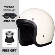 ใหม่มาตรฐานแห่งชาติย้อนยุคหมวกกันน็อคครึ่ง 3/4 ขนาดเล็ก 500TX แก้วเหล็กหมวกกันน็อครถจักรยานยนต์ CCC 