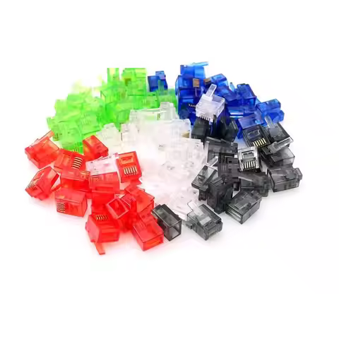 50PCS/lot Colorful RJ12 6P6C Connector Red Blue Green Right Buckle Cable Plug DIY NXT EV3 Cable Plug