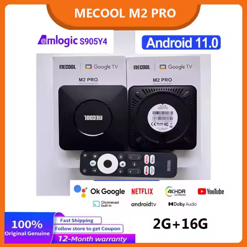 2025 MECOOL M2 Pro TV Box Android Google TV 11 With Netflix Certification 2+16G 4K S905Y4 2T2R WIFI5