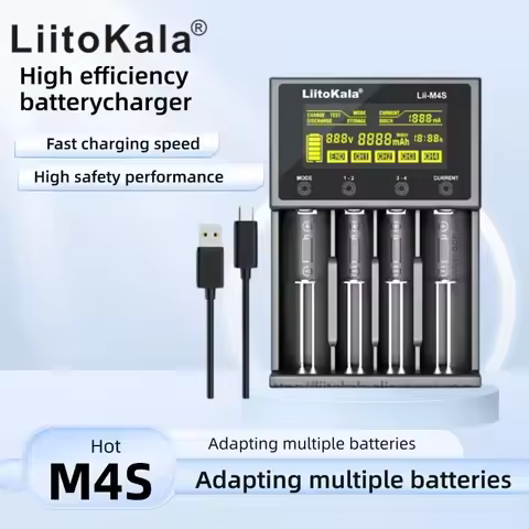 LiitoKala Lii-M4S Lii-M4 Smart Charger for 18650 26650 21700 32650 20700 Batteries with LCD Display 