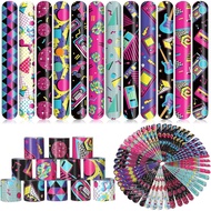Sosation 60 Pcs 80s 90s Party Slap Bracelets Favors Decorations Slap Wristbands Retro Theme Bracelet