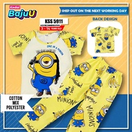 ✅【Kedai BajuU】3-14yrs old Minion Children Kids short sleeve tshirt + long pant┃cotton polyester blen