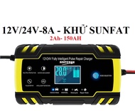 Máy Sạc bình ắc quy 12V-24V/8A có khử sunfat bảo dưỡng phục hồi ắc quy thông minh tự ngắt Smart home