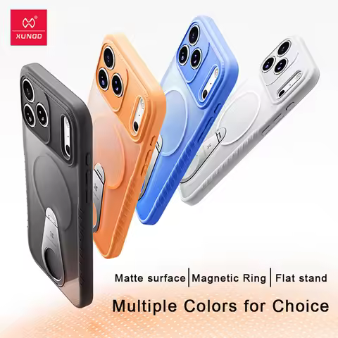 Xundd Magnetic Stand Case for iPhone 17 Pro/Pro Max,360° Adjustable, Anti-Fingerprint Matte Transpar