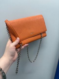 二手Agnes b WOC 橙色手機手袋 銀包袋斜揹袋 hangbagp