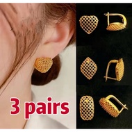 14k 3 pairs Bangkok gold earrings