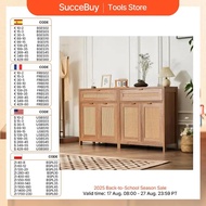 Rattan Cabinet Set Of 2 Rattan Storage Cabinet W/4/6 Magnetic Door And 2/3 Drawers Sideboard Buffet 