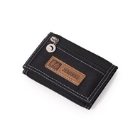 Jemilu Men's Canvas Nylon Casual Short Three-Fold Wallet Student Double Zipper Grid Coin Pocket Small Wallet Trendy
