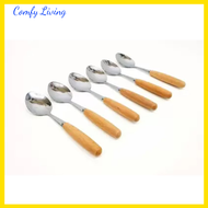 Comfy Living Stainless Steel Spoon with Plastic Handle 6 pcs Sudu Besi Dengan Pemegang Plastik 6 Bat