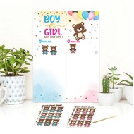 Boy Girl Gender Reveal Voting Poster with Stickers