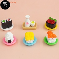 TB 2Pcs 1:12 Dollhouse Miniature Salmon/Caviar Sushi Rice Balls Liquor Kitchen Food Model Decor Toy Doll Hou