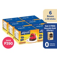Buy 6 boxes of Equal Gold No Calorie Sweetener 50 Sticks, get FREE 3x Nescafe Gold
