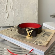 LV 雙面皮帶/老花紅色
