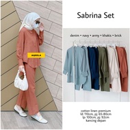 KEMEJA Sabrina set by aqeela linen ld110 nursing shirt elastic pants