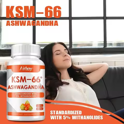 Organic Ashwagandha KSM-66 Capsules for Stress Relief, Focus, Brain, Energy Support, Sleep Health Su