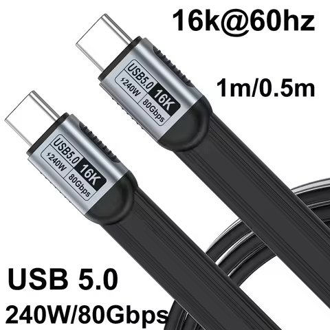 0.5M/1M OTG 80Gbps Data PD 5A 240W Fast Charger charging USB 5.0 TYPE-C Video 16K@60Hz Flat Extensio