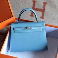 France Window 愛瑪仕 Hermes Kelly 25 75牛仔藍 外縫 Epsom 銀扣