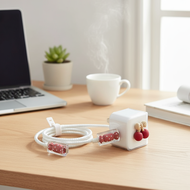 Charming 5-piece Candy Cherry Accessory Kit for 20W Charger Head, 18W Fast Charger Protector, Data C